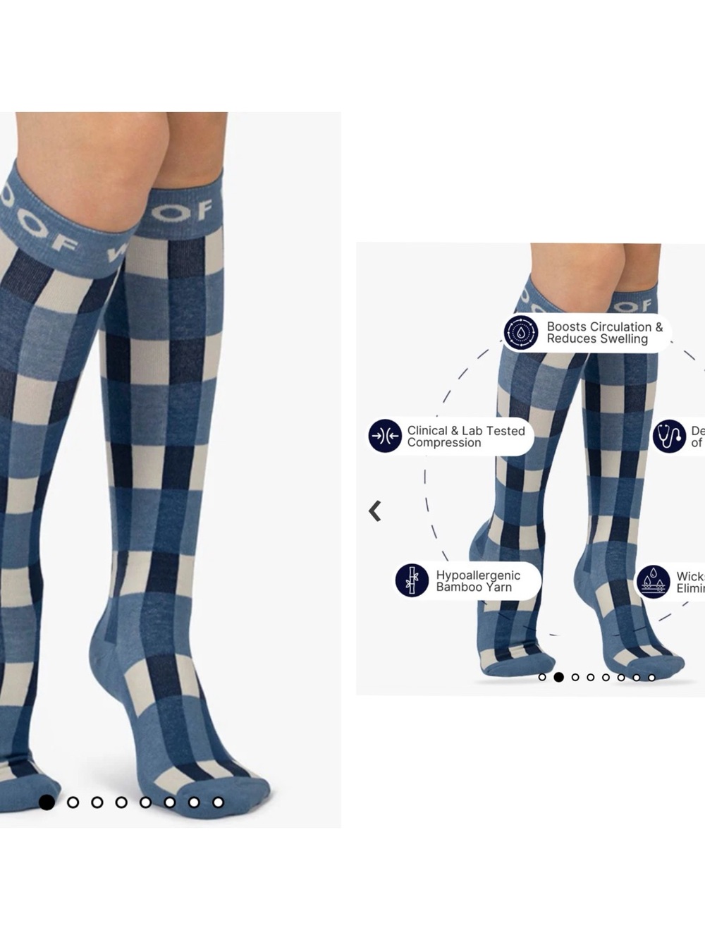 High Compression Socks - Women’s Blue Plaid Knee-